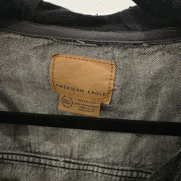 Womens Black Denim Jacket with Hood - Picture 2 of 4